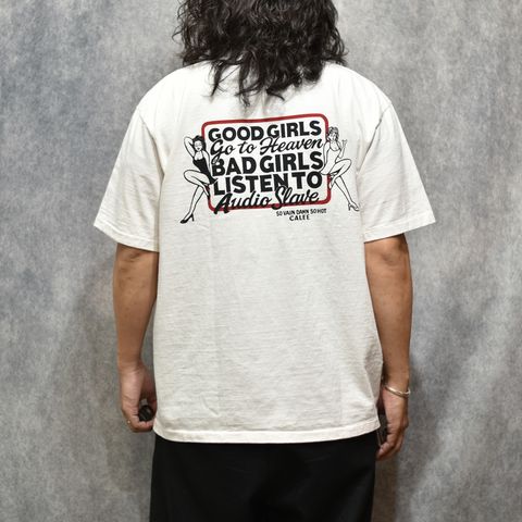 GARMENT DYE GIRLS LOGO POCKET TEE ＜NATURALLY PAINT DESIGN＞ (WHITE)｜ガール ロゴプリント ポケットTシャツ｜CL-26SS004NT