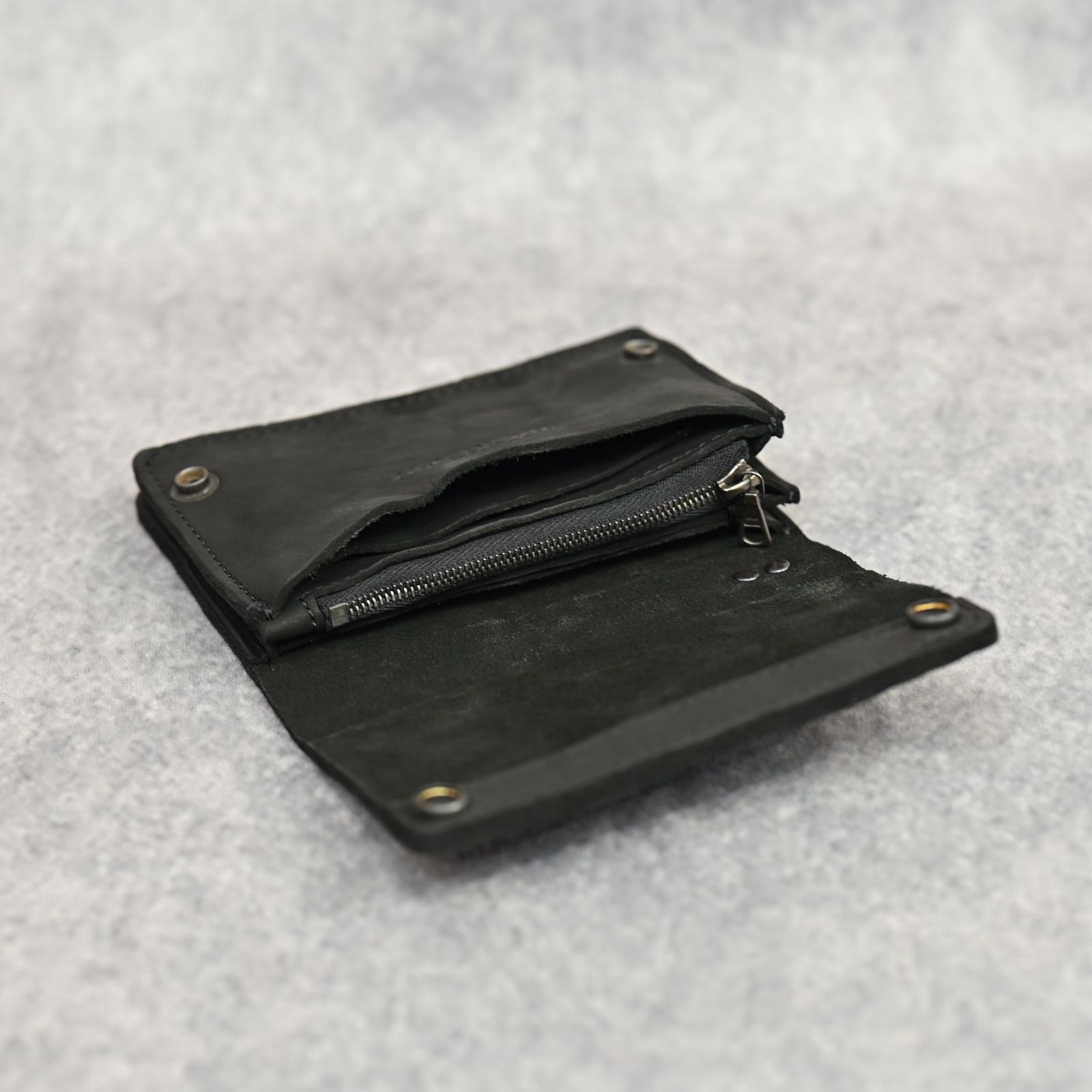 ジャパンショルダー製品染め スモールトラッカーウォレット （BLACK）｜318-37