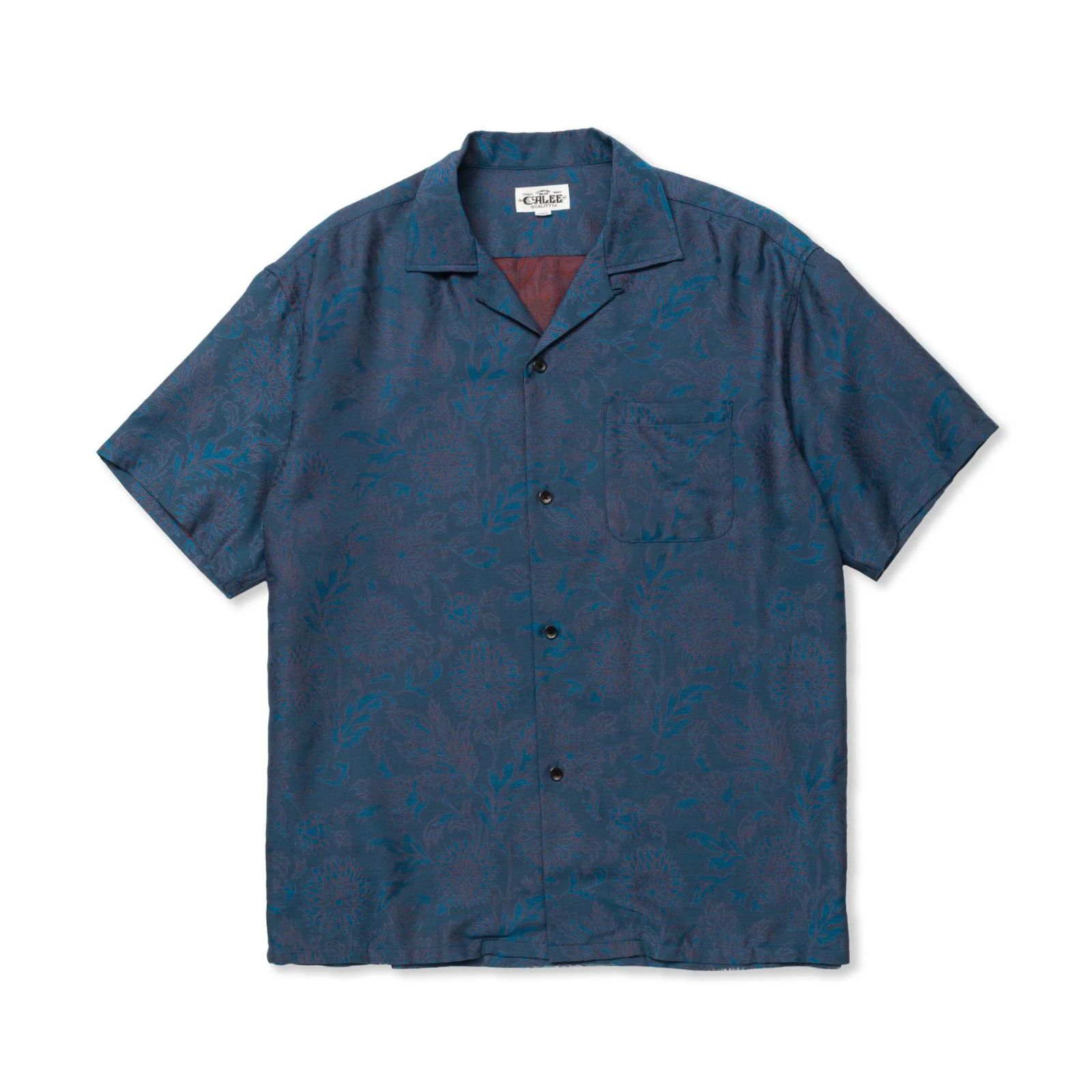 FLOWER JACQUARD SH (NAVY BLUE) / フラワー柄 ジャガード 半袖シャツ