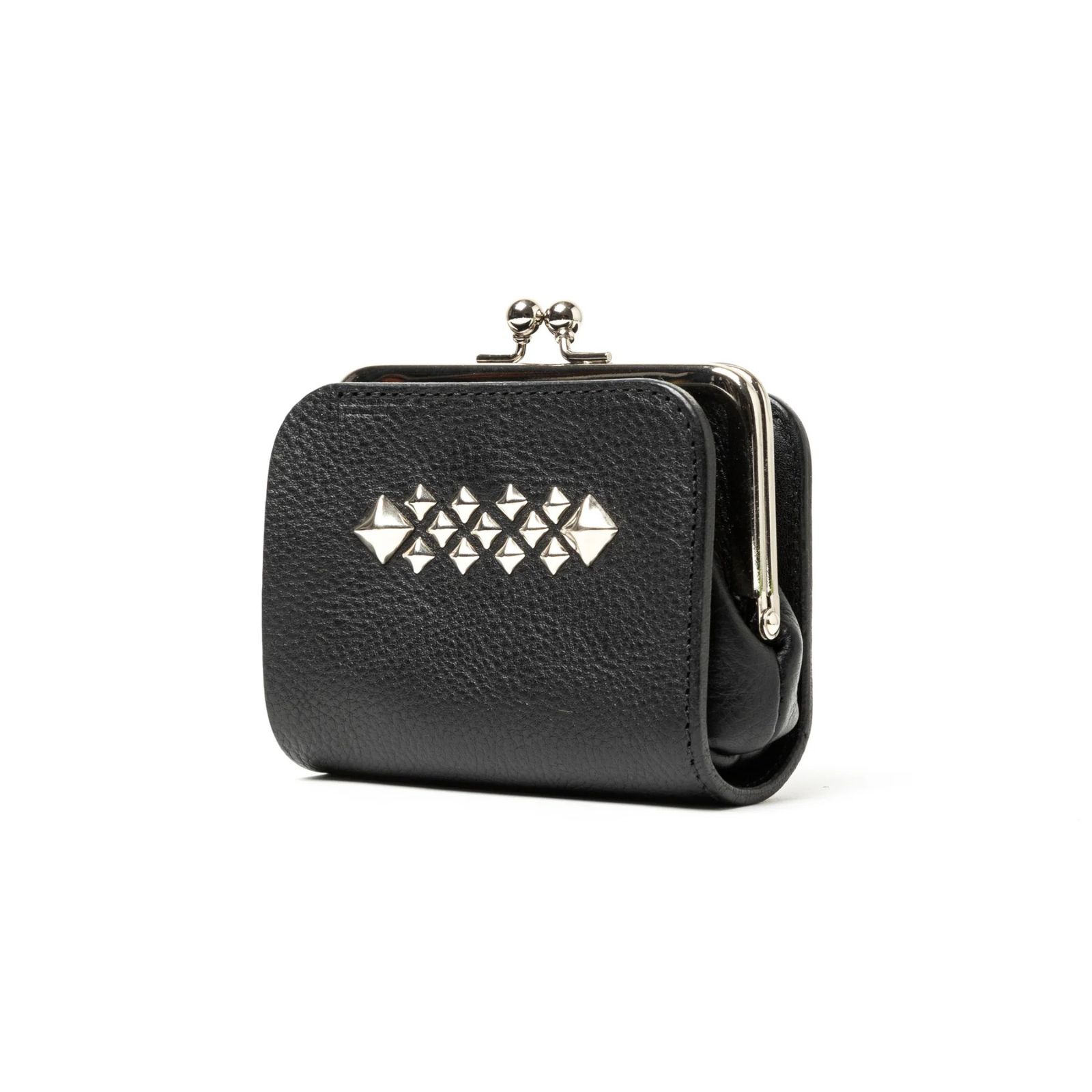 STUDS LEATHER INTERNAL FLEX FRAME TYPE MULTI WALLET (BLACK) / スタッズ レザー ガマ口 財布