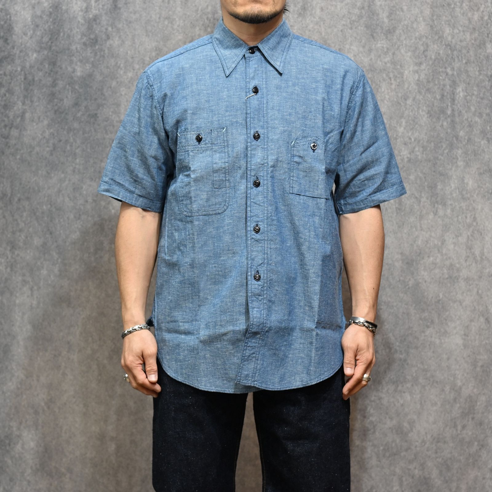 Y1942 S-SLEEVE CHAMBRAY SHIRT （INDIGO）｜シャンブレー 半袖シャツ （インディゴ）