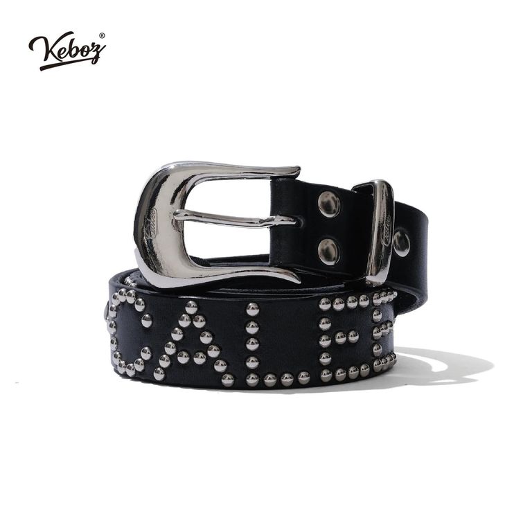 CALEE キャリー　レザーベルト　ブラック　ピーナッツスタッズ　バスケット soldout! _ CL-23SS019 Black studs leather narrow belt