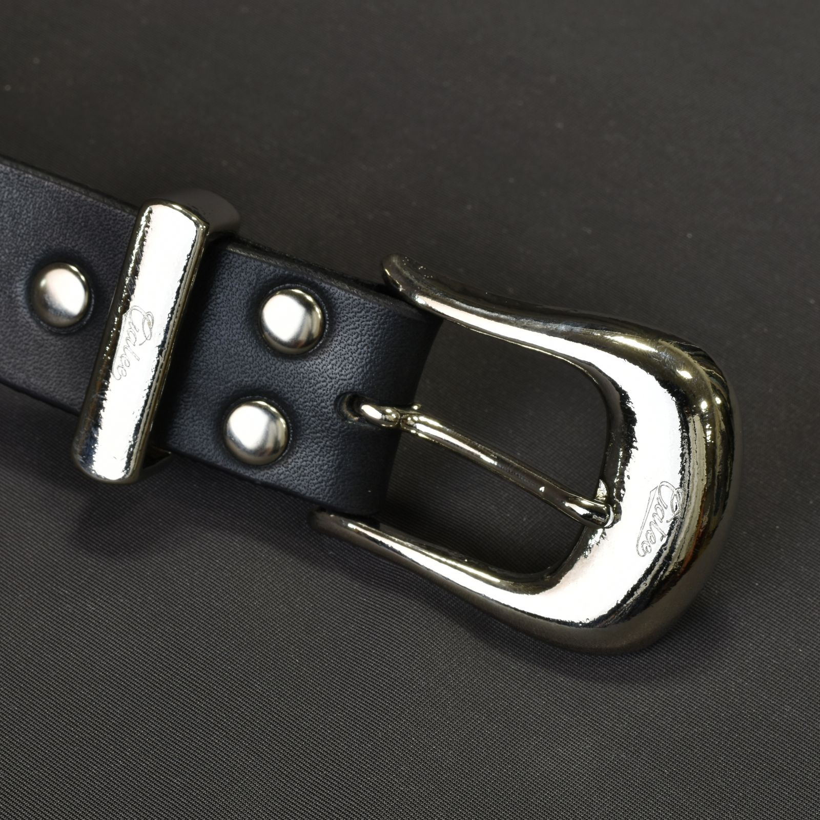 CALEE - LEATHER PLANE BELT (Black) / プレーン レザーベルト