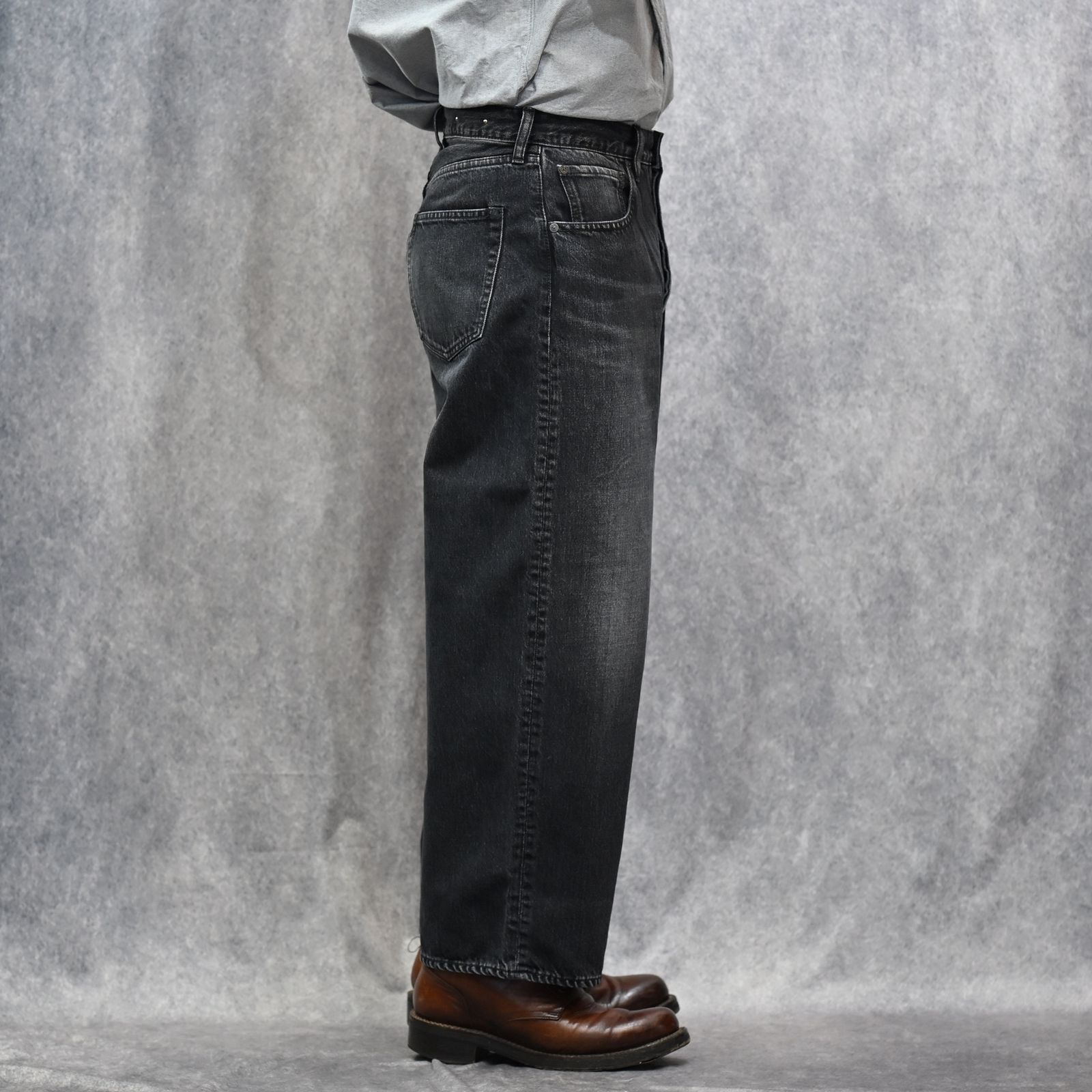 S.Wide Straight Cropped 5pocket USD （BKU）｜クロップド デニムパンツ （ブラック）｜2603-1002