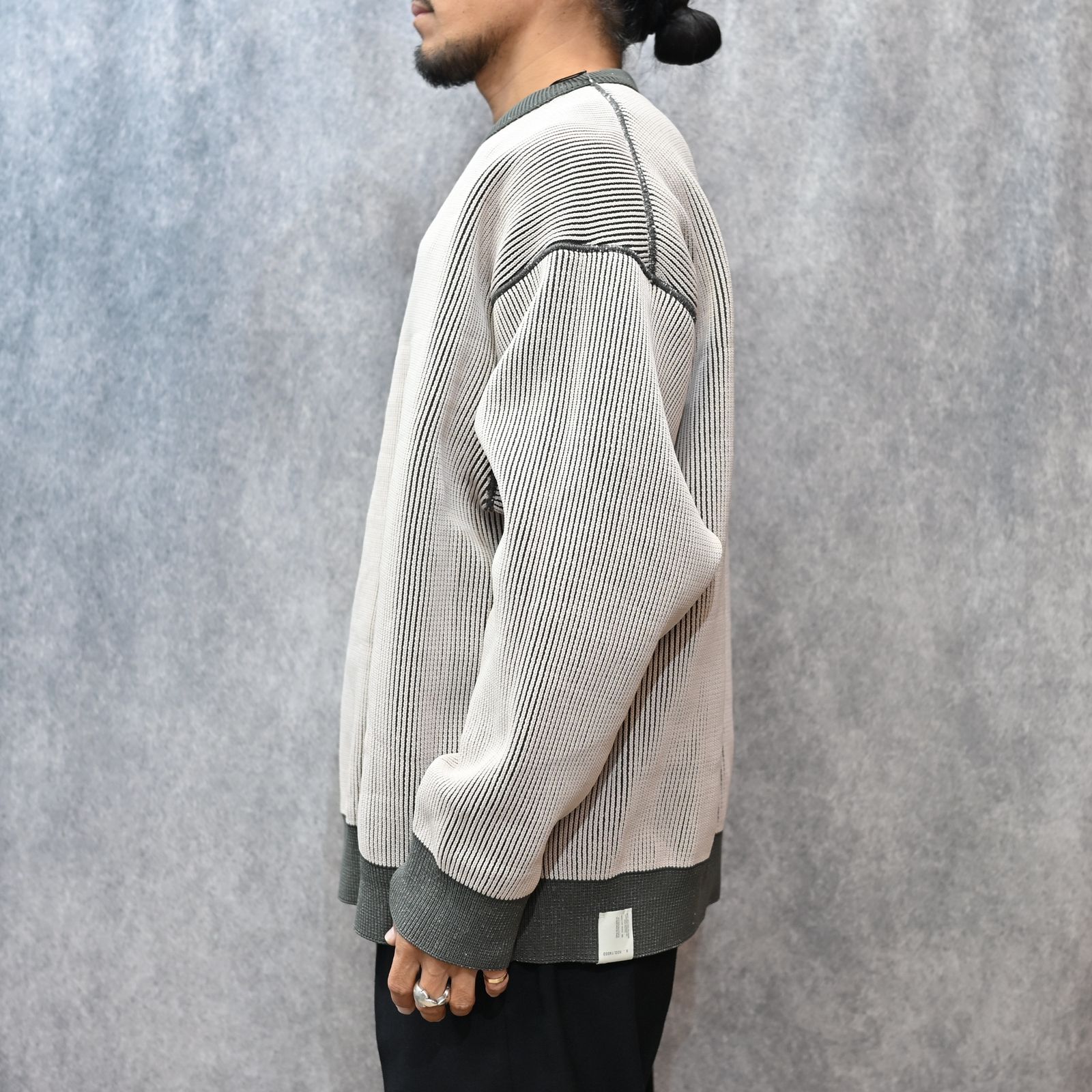 EXCHANGE SERVICE TOPS KNIT （MIX GRAY）｜リバーシブル ニット｜9252-KT02-016