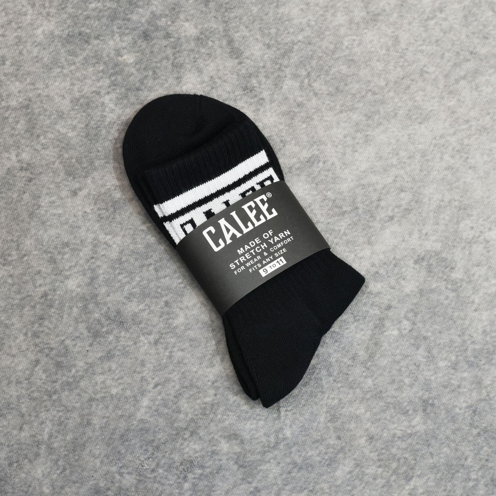 JACQUARD PILE LINE SOCKS (BLACK / WHTE)｜ラインソックス｜CL-26SS005EX