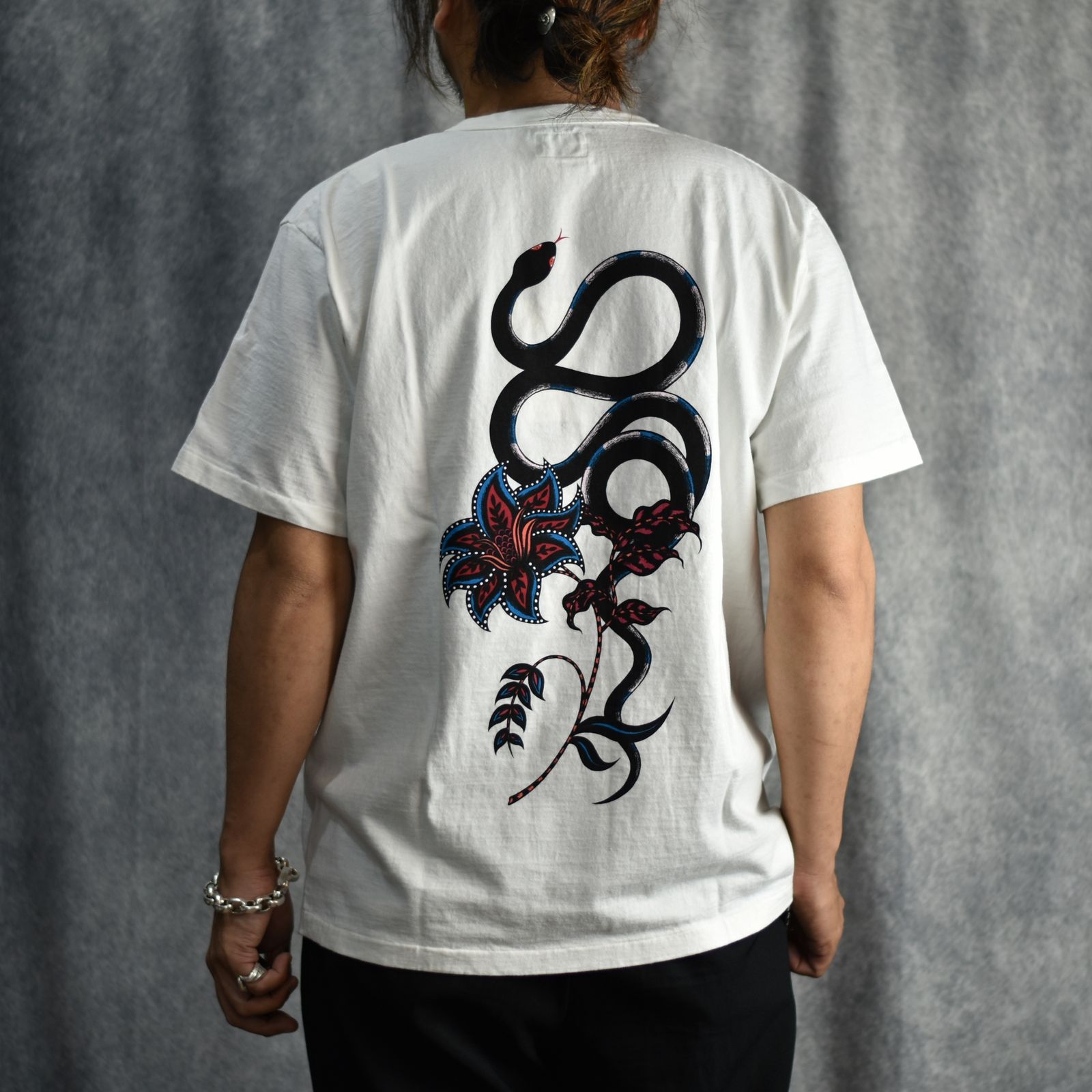 ×MIHO MURAKAMI BINDER NECK SNAKE VINTAGE TEE (WHITE) / × 村上実帆 バインダーネック スネーク ヴィンテージ Tシャツ