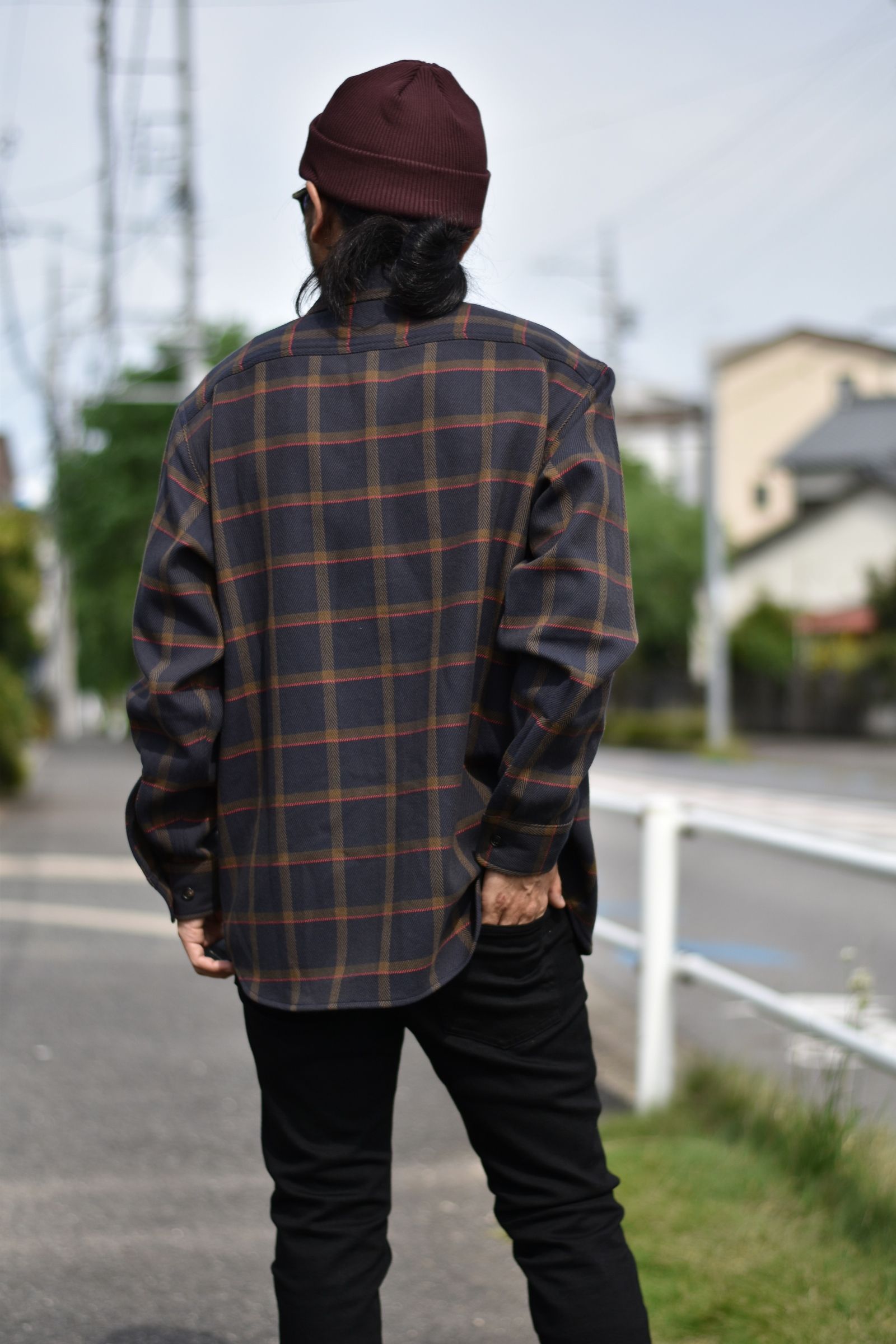 CALEE / 6/6 Twill L/S check shirt