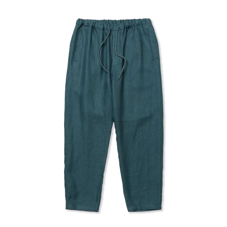 CALEE - JAPAN LINEN HERRINGBONE EASY SLACKS (NAVY GREEN) / リネンヘリンボーンイージー スラックス | chord online store