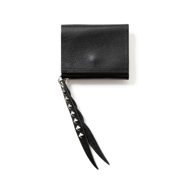 CALEE - PLANE LEATHER MULTI WALLET ＜STUDS CHARM＞ (BLACK
