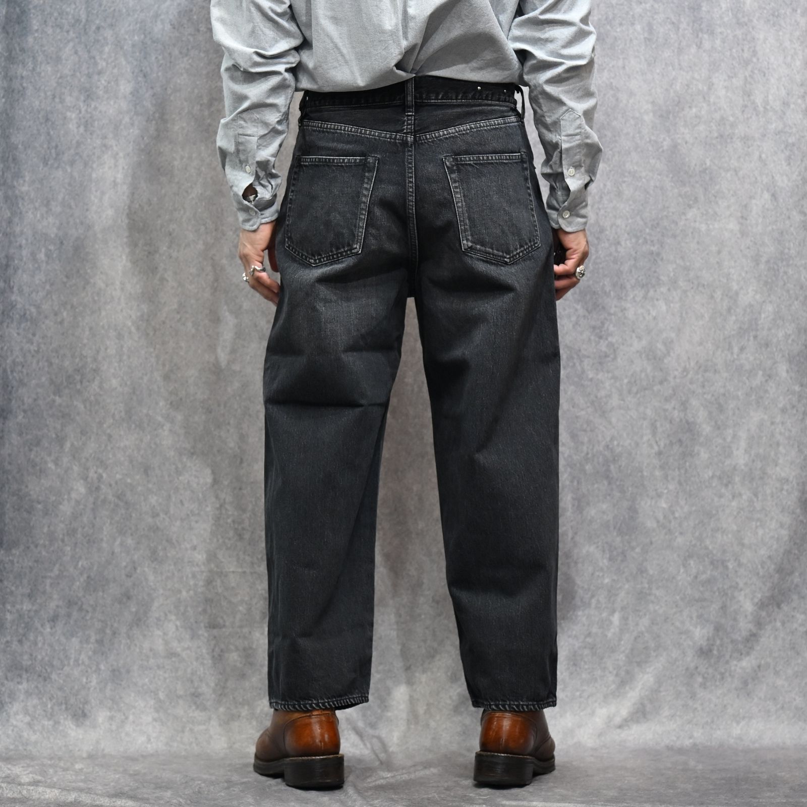 S.Wide Straight Cropped 5pocket USD （BKU）｜クロップド デニムパンツ （ブラック）｜2603-1002