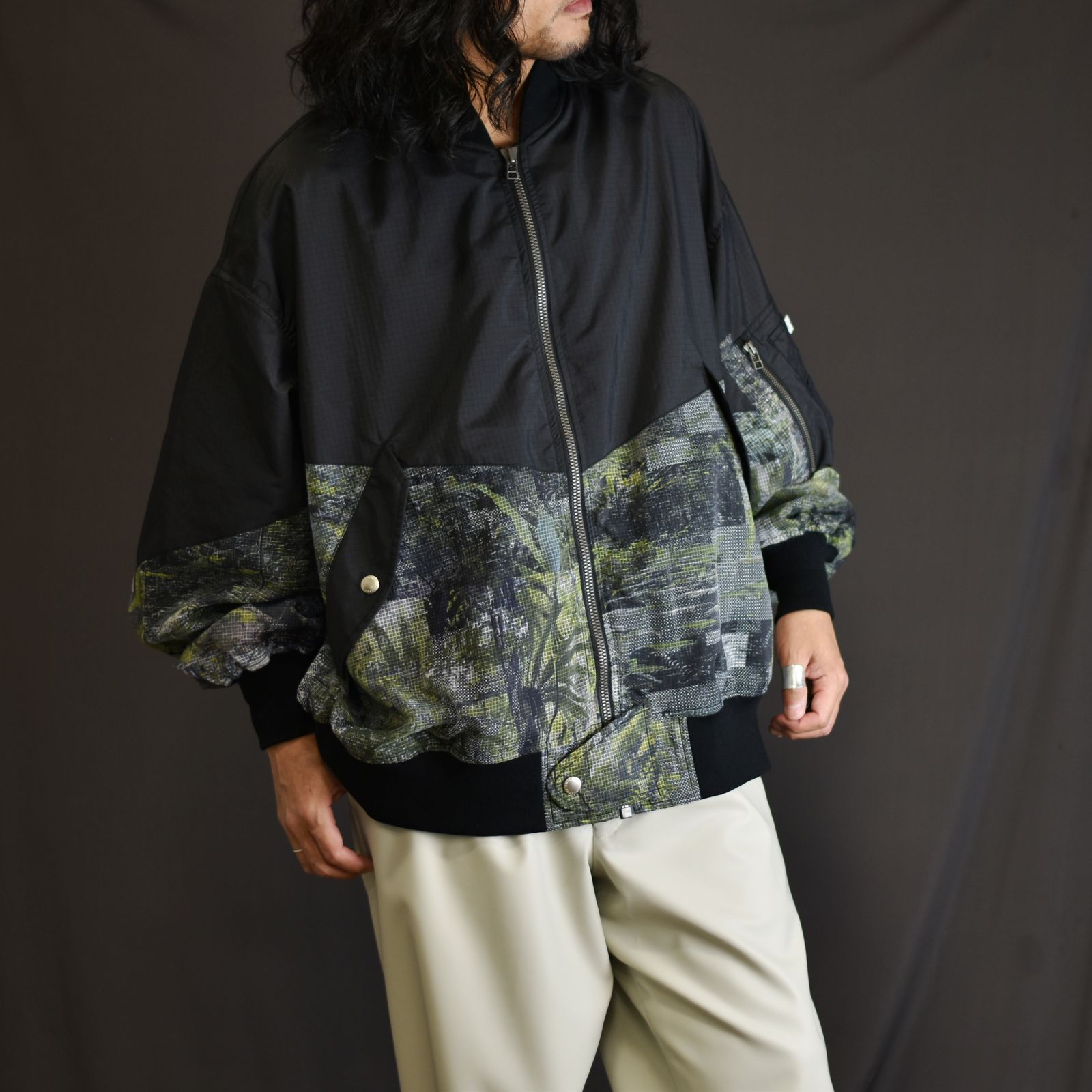 FACETASM - FOREST PATCHED MA-1 (BLACK×GREEN) / 森林