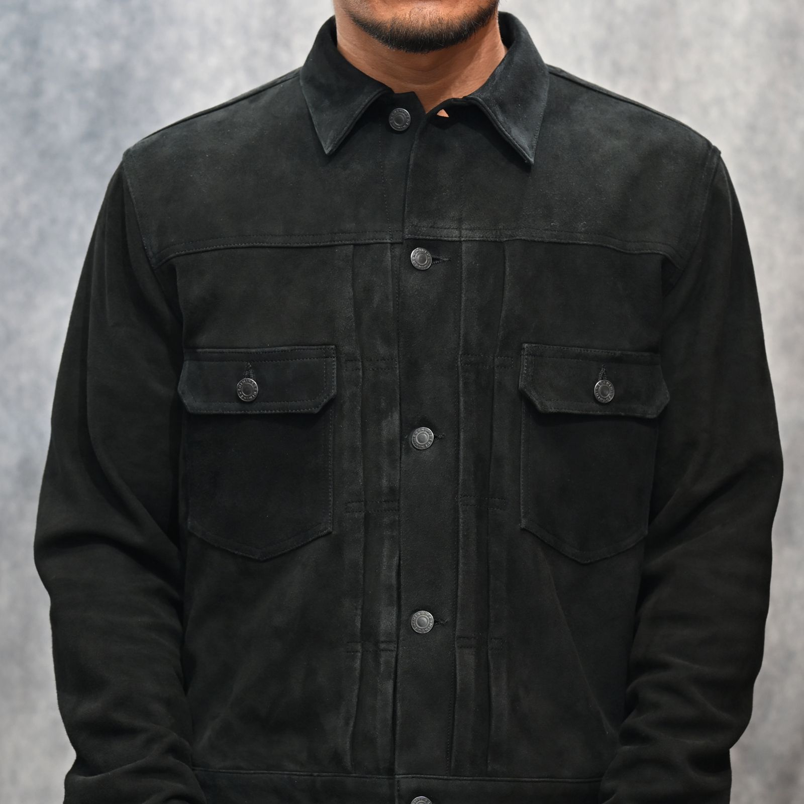 Sheep Suede Trucker JKT （BLK） / シープスエード トラッカージャケット  （ブラック）｜2509-8003