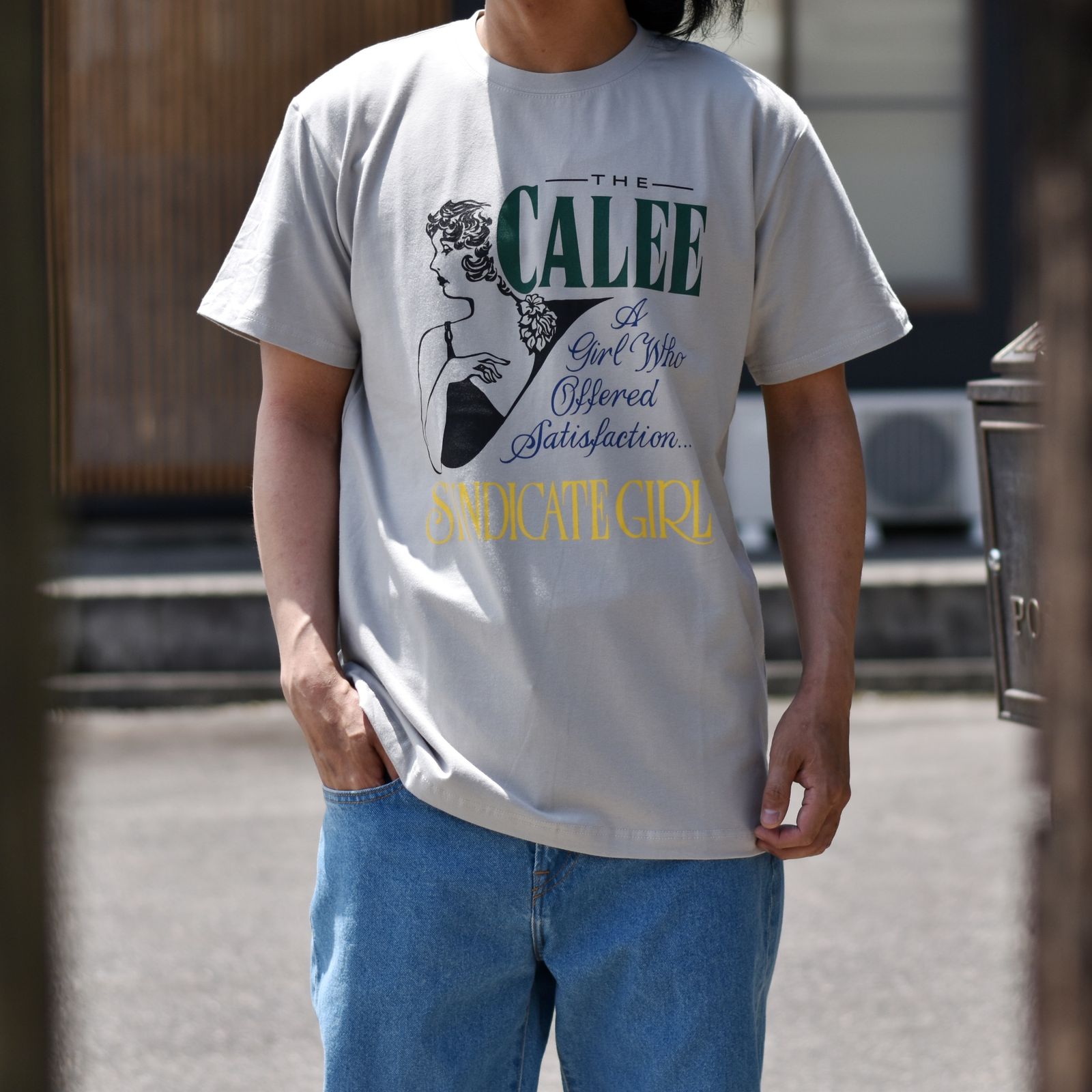 CALEE - STRETCH SYNDICATE RETRO GIRL T‐SHIRT ＜NATURALLY PAINT