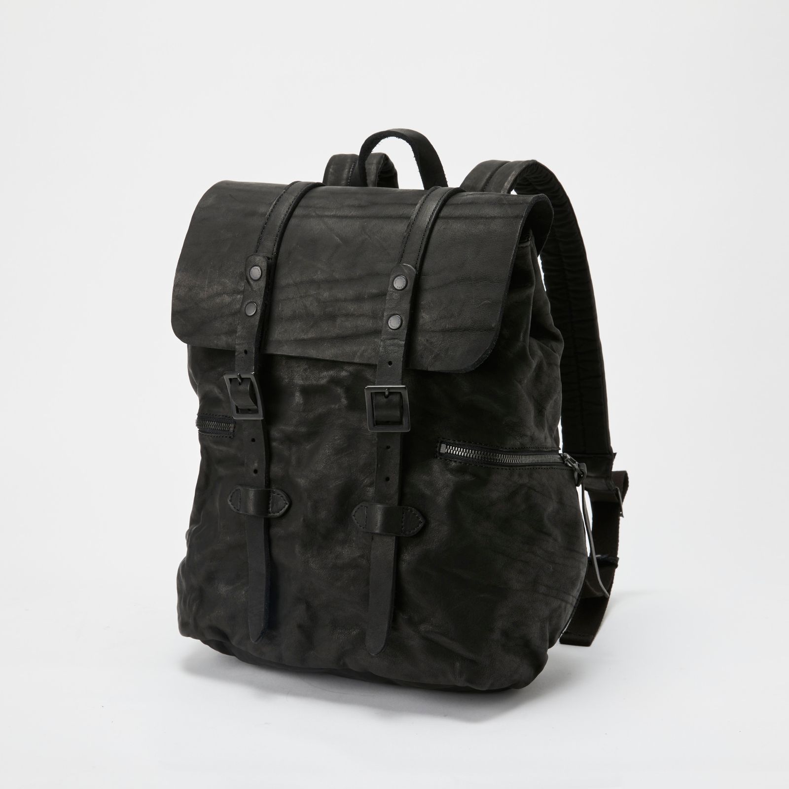 ジャパン ダブルショルダー フルタンニン製品染め ミリタリーバッグ （BLACK） 92-33