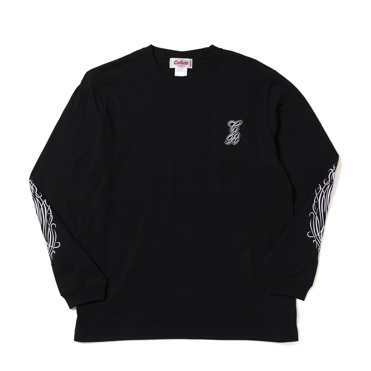 PINSTRIPE L/S TEE (BLACK)｜プリント ロンT｜CR-26SS011