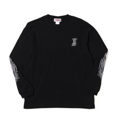 PINSTRIPE L/S TEE (BLACK)｜プリント ロンT｜CR-26SS011