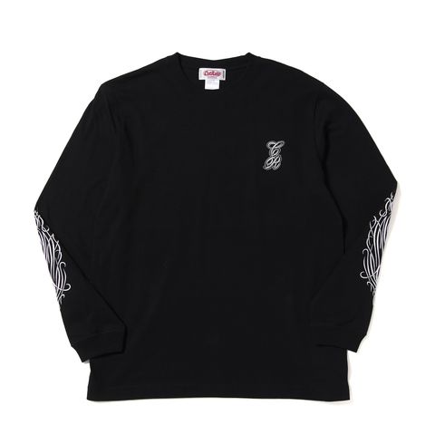 PINSTRIPE L/S TEE (BLACK)｜プリント ロンT｜CR-26SS011