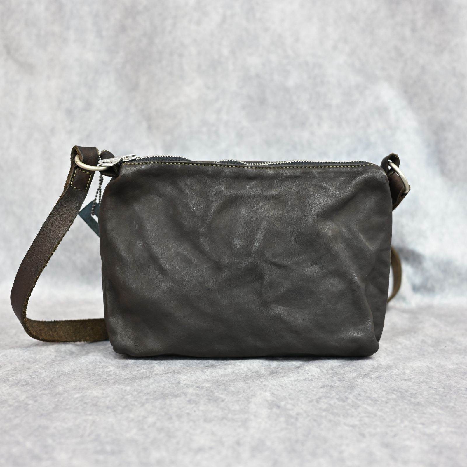 ジャパンダブルショルダー フルタンニン製品染め ショルダーバッグ （KHAKI） / 92-29