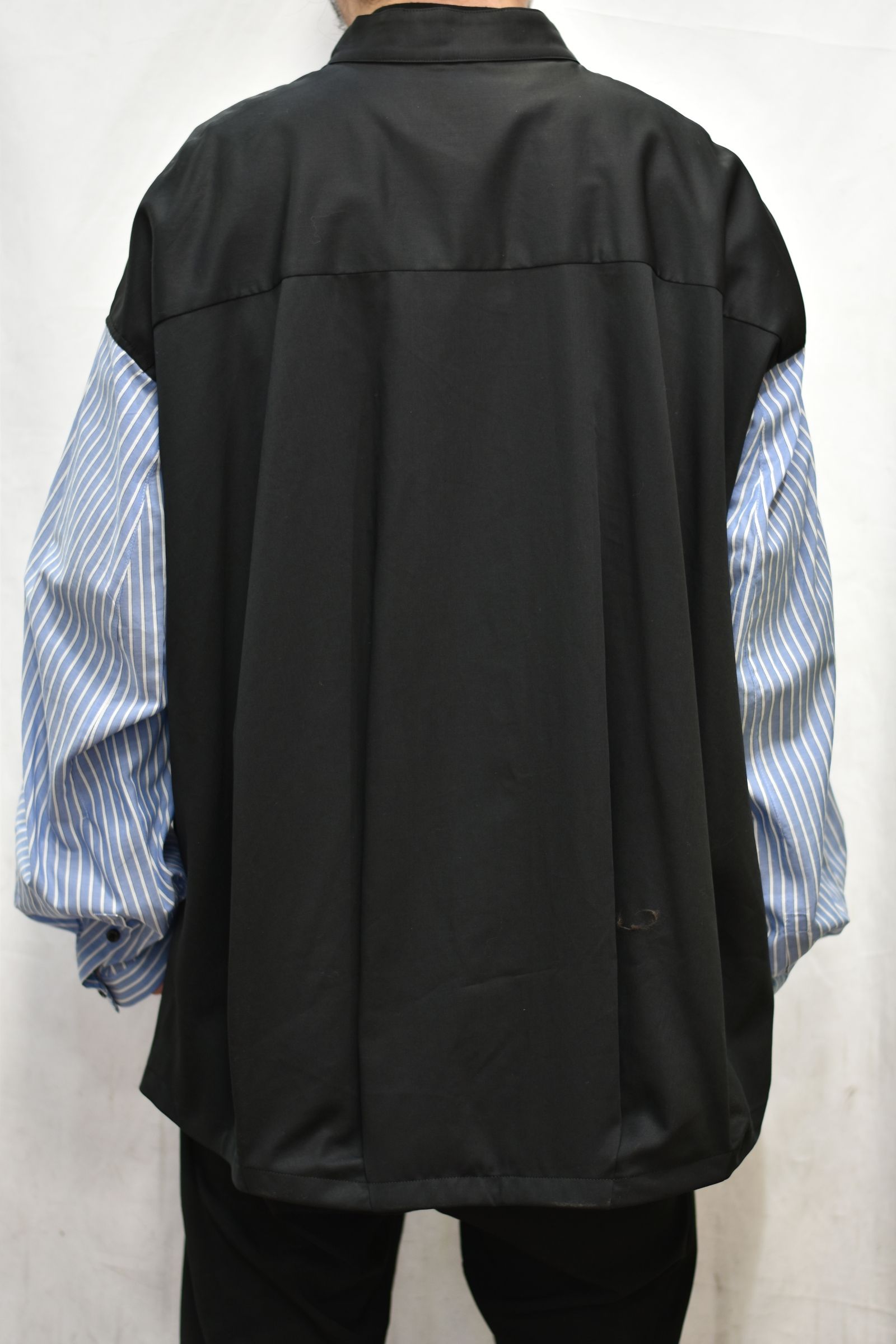 スタンドカラー ルーズシャツ / LB21SS-SH02-ST (BLACK×SAX STRIPE)