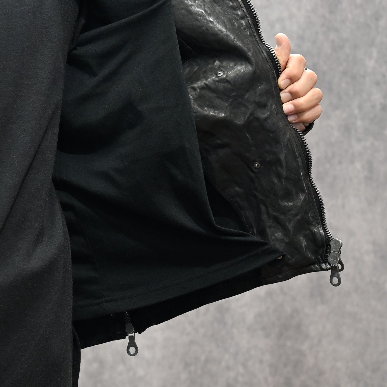 イタリーショルダー製品染め ダブルライダース （BLACK）｜1254-02