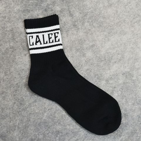 JACQUARD PILE LINE SOCKS (BLACK / WHTE)｜ラインソックス｜CL-26SS005EX