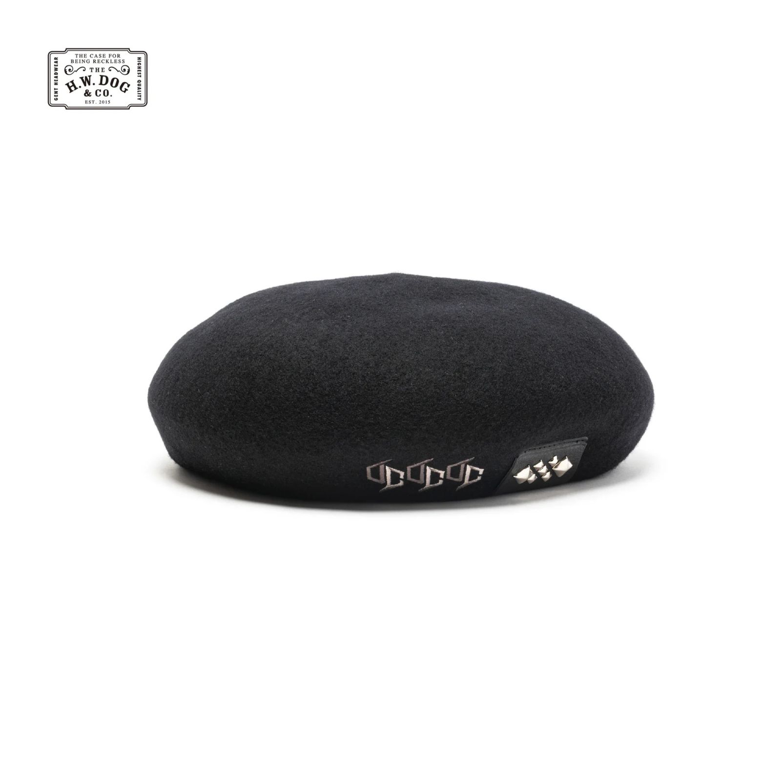× THE H.W.DOG&CO. EMBROIDERY WOOL BERET (BLACK) / ザ エイチダブリュウ ドッグアンドコー ウール ベレー帽