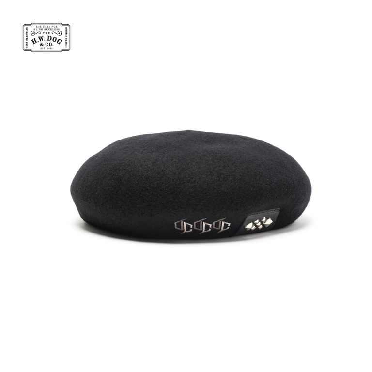 CALEE - × THE H.W.DOG&CO. EMBROIDERY WOOL BERET (BLACK) / ザ