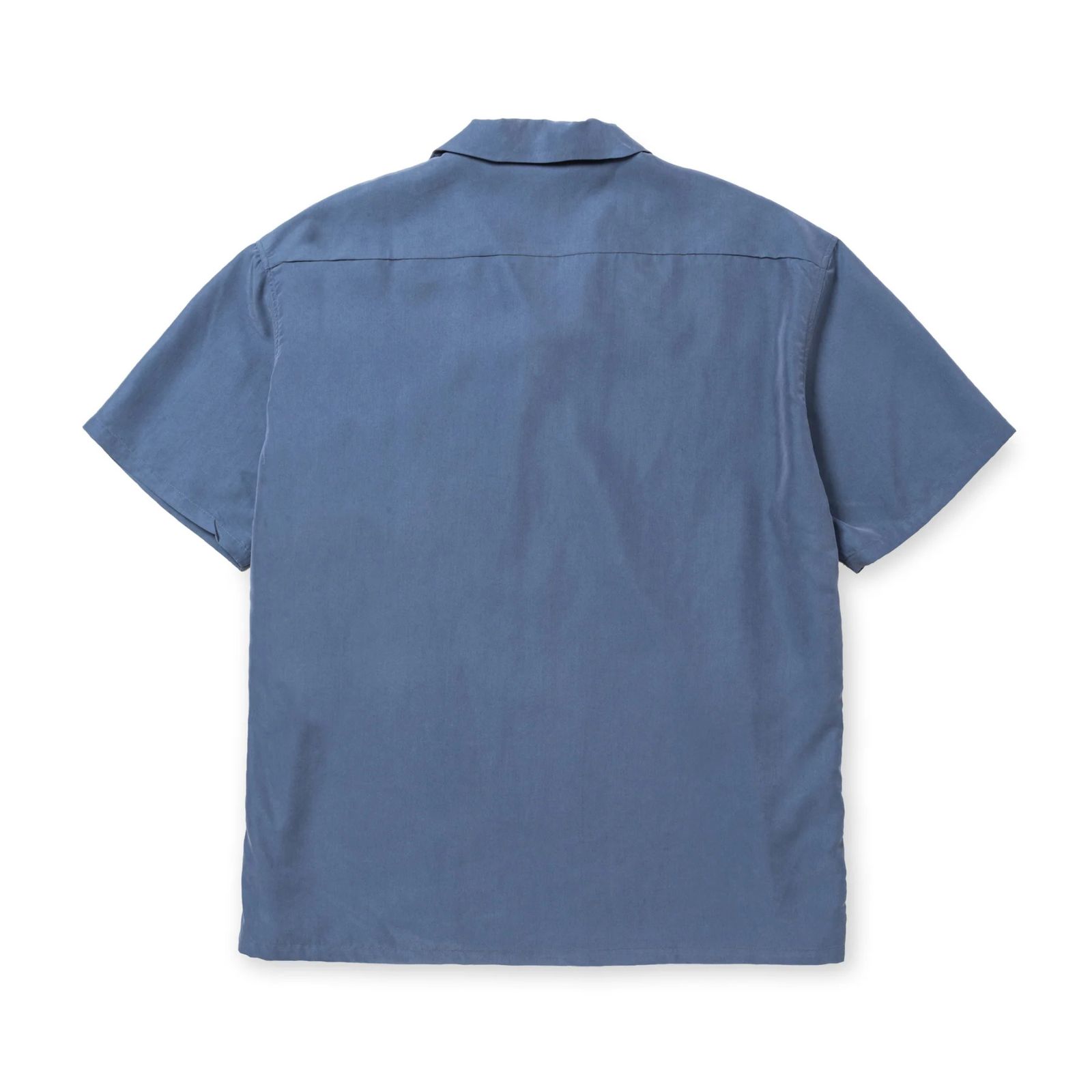 SILKY TOUCH CAL NT LOGO EMBROIDERY SH (BLUE) / オープンカラー半袖シャツ