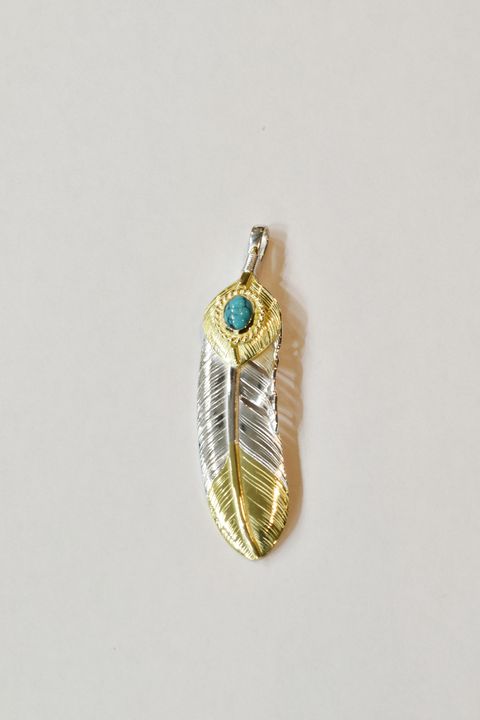L feather K18 top 01 / L K18 heart feather 01 / turquoise 6×8 / K18 cup