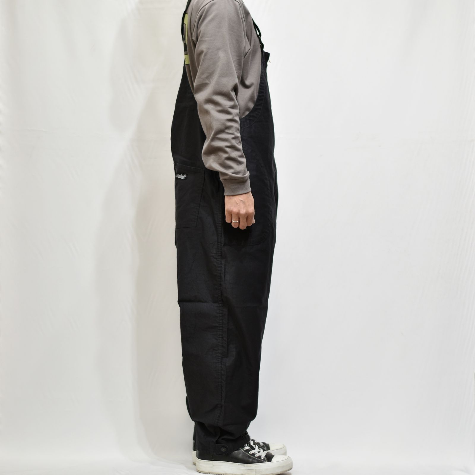 CALEE - DECK TYPE WIDE OVERALLS (BLACK) | chord online store