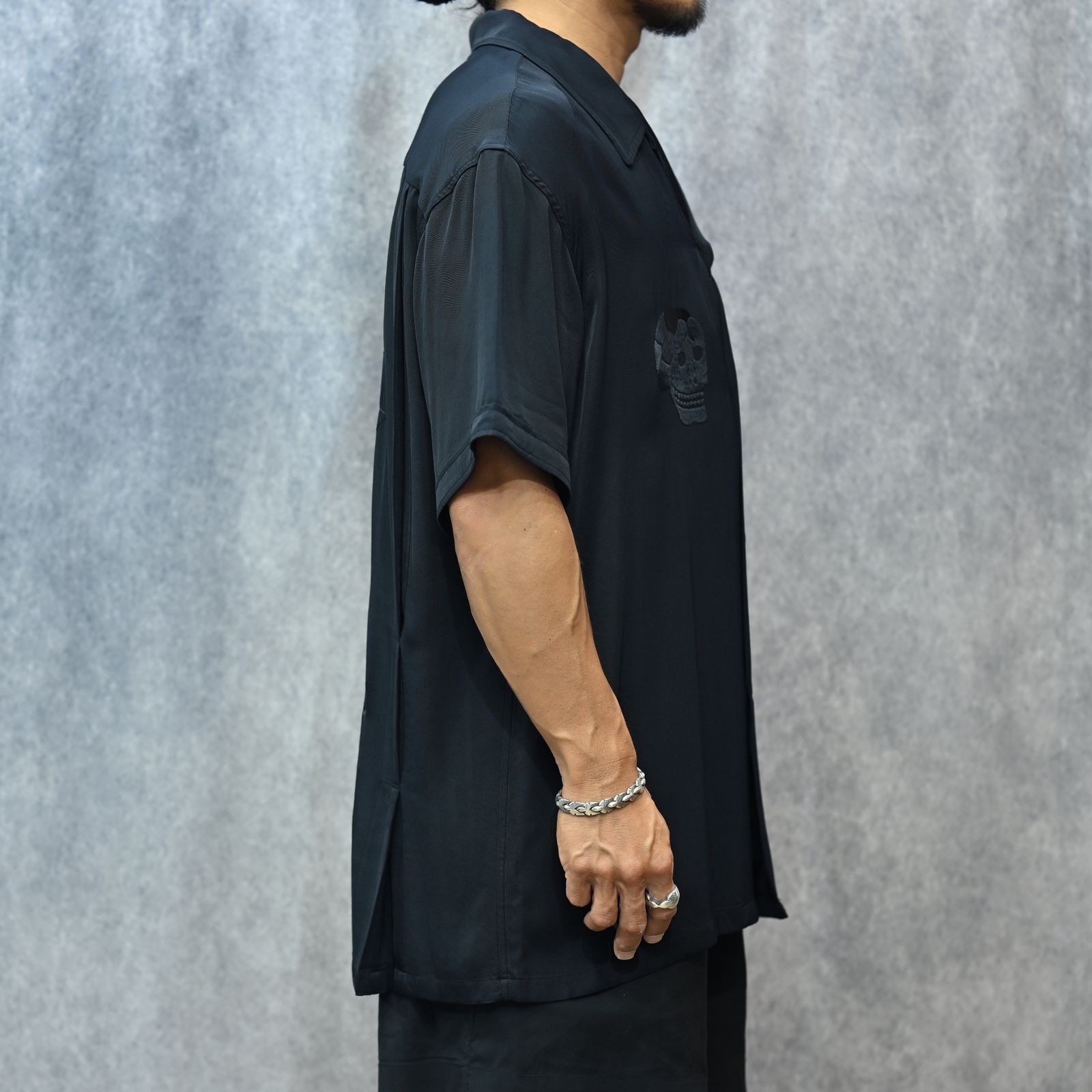 SUKASHIRT （BLACK） /  半袖シャツ スカシャツ （ブラック） YM-B55-215-1