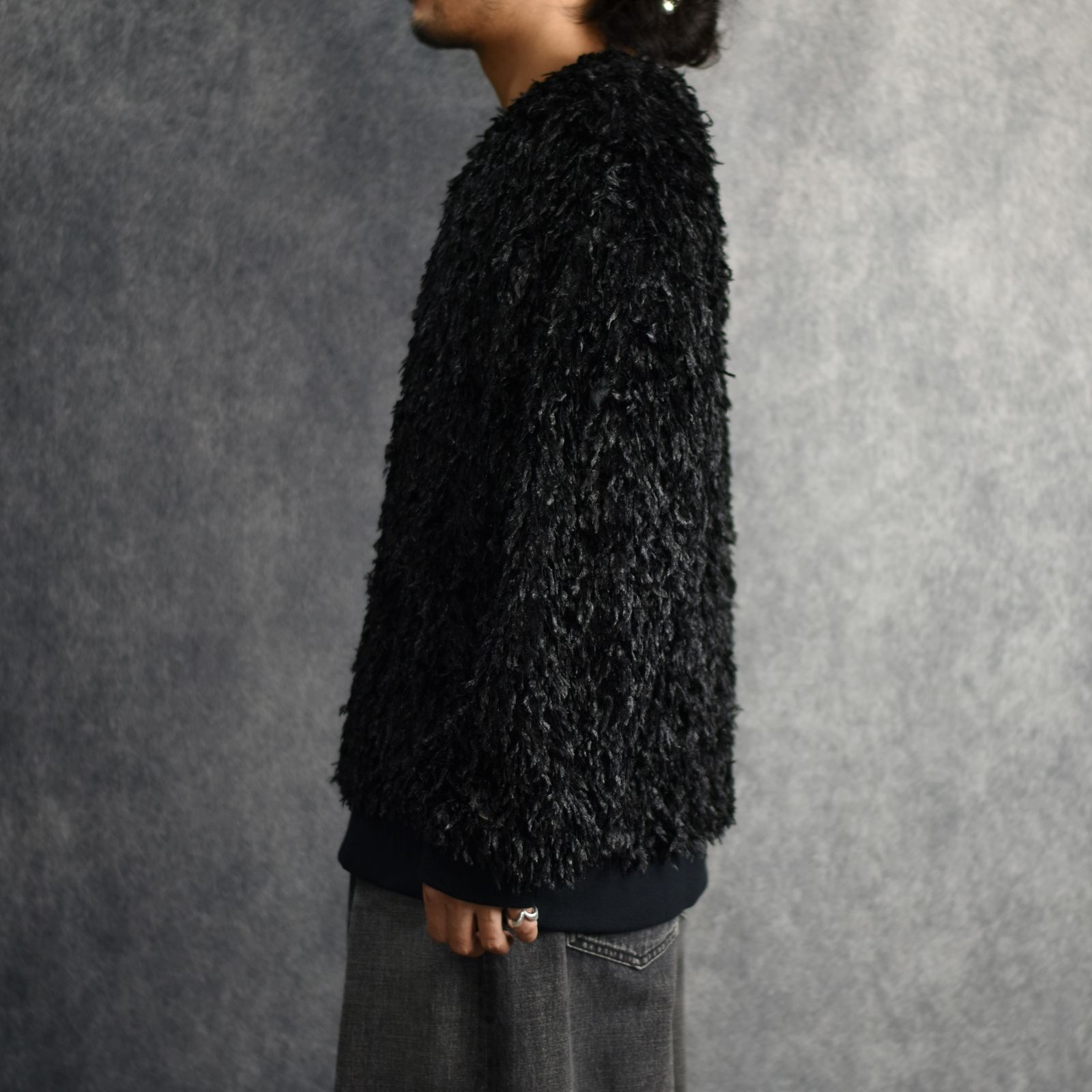 FEATHER KNIT CREWNECK SWEATER (BK) / シャギーニット クルーネック スウェット