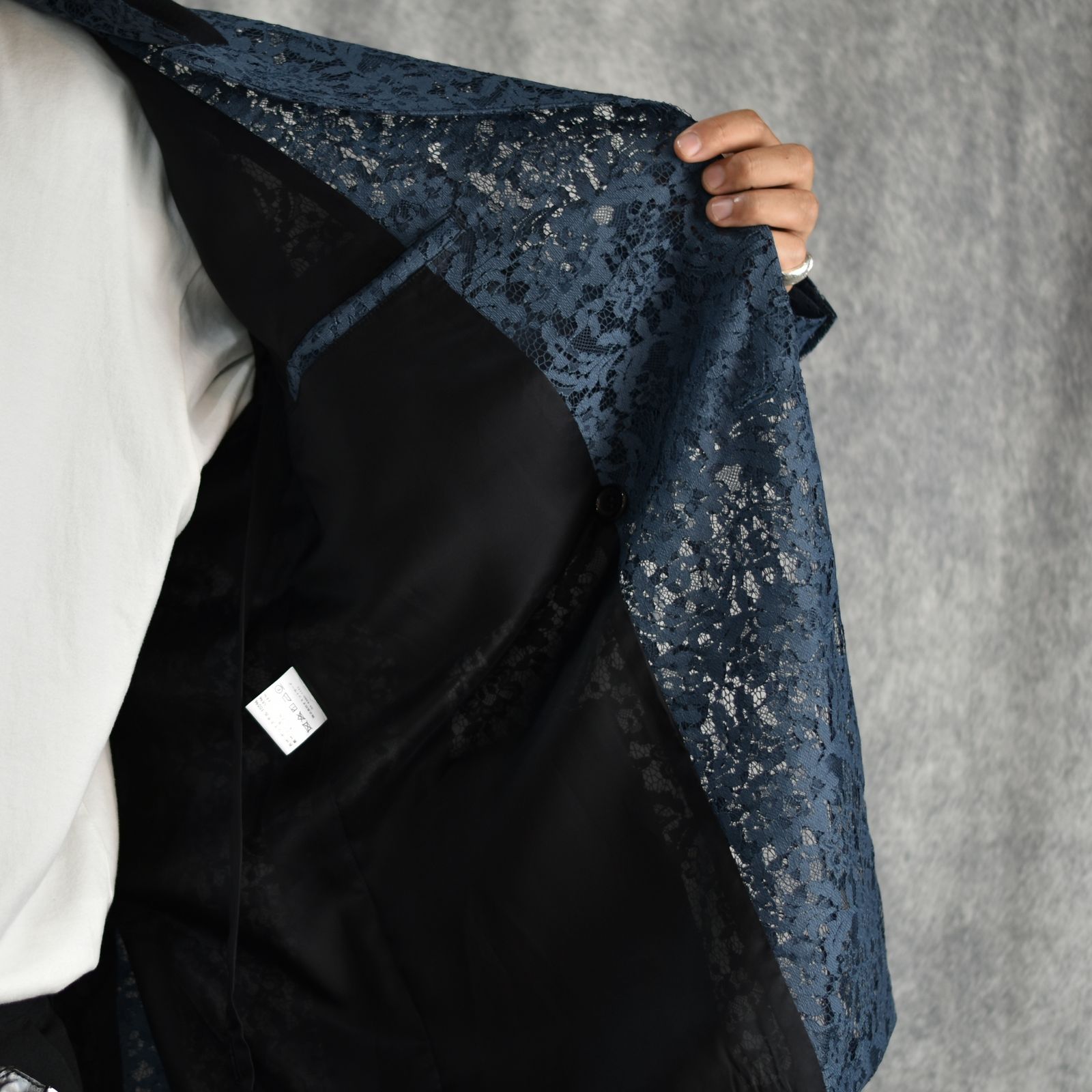 FLOWER LACE BONDAGE DOUBLE BREASTED JKT (BLUE)