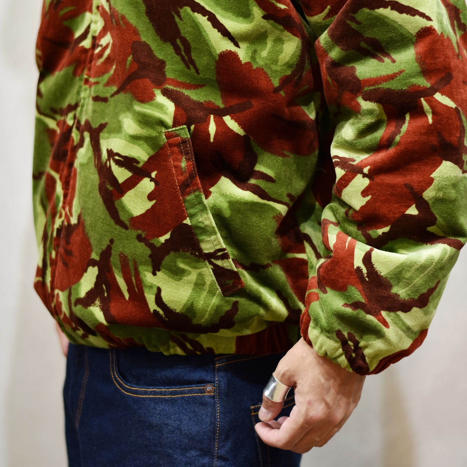 CALEE - British camouflage pattern corduroy harrington jacket