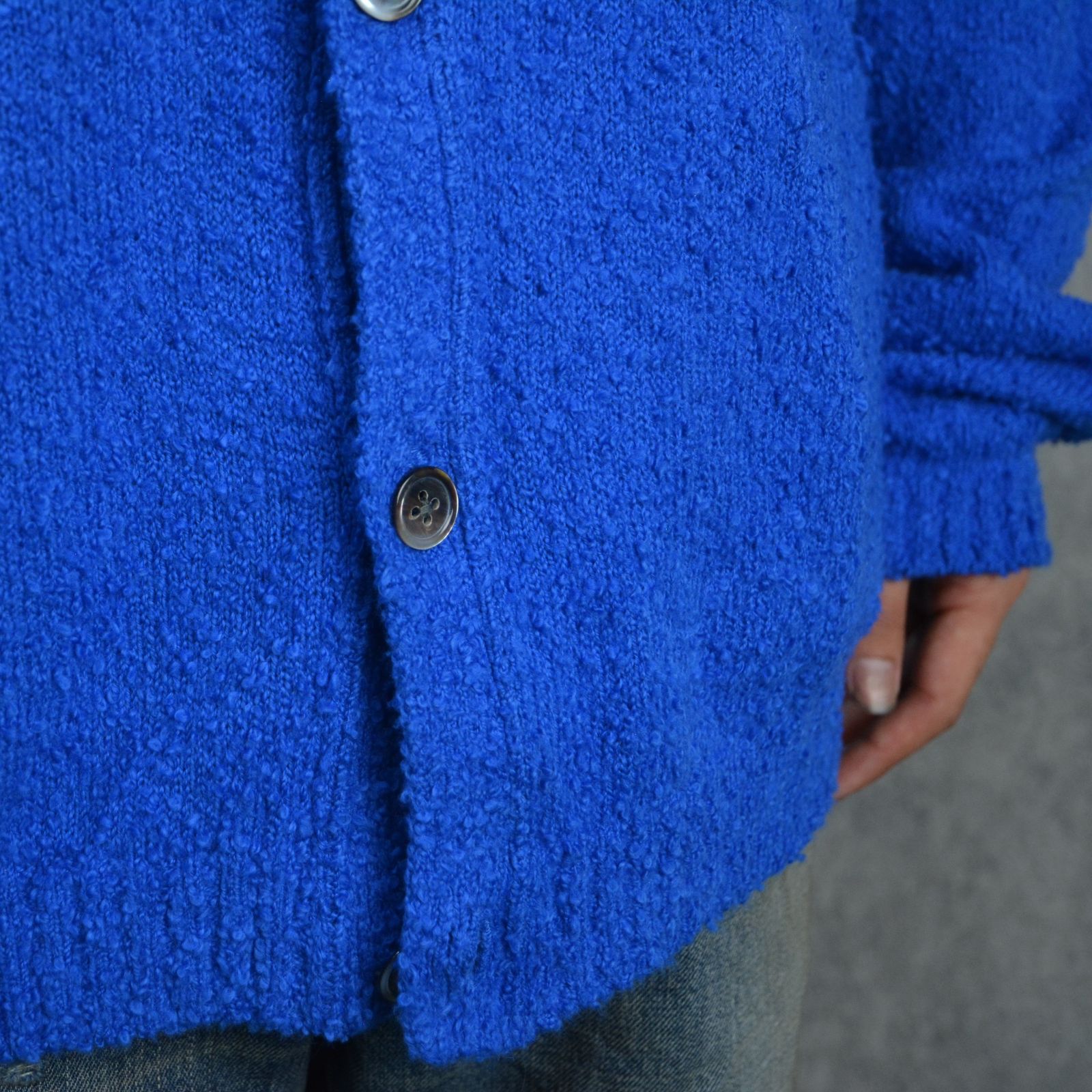 Grainy Cotton Knit Cardigan （BLU） / コットン カーディガン （ブルー）