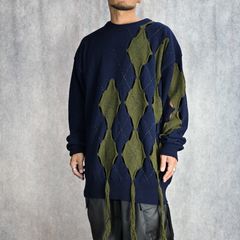 JERSEY X ARGYLE BIG PULOVER （NAVY） /  アーガイル柄 ビッグ プルオーバーニット （ネイビー）