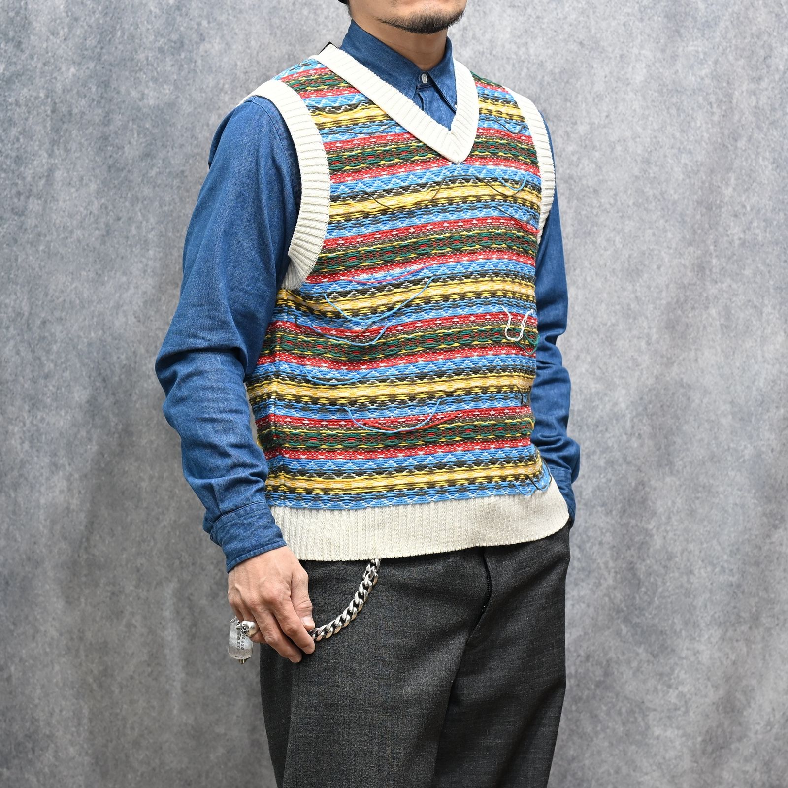 Inside-out Fair Isle Knit Vest （WPT）｜ニット ベスト｜2603-6002