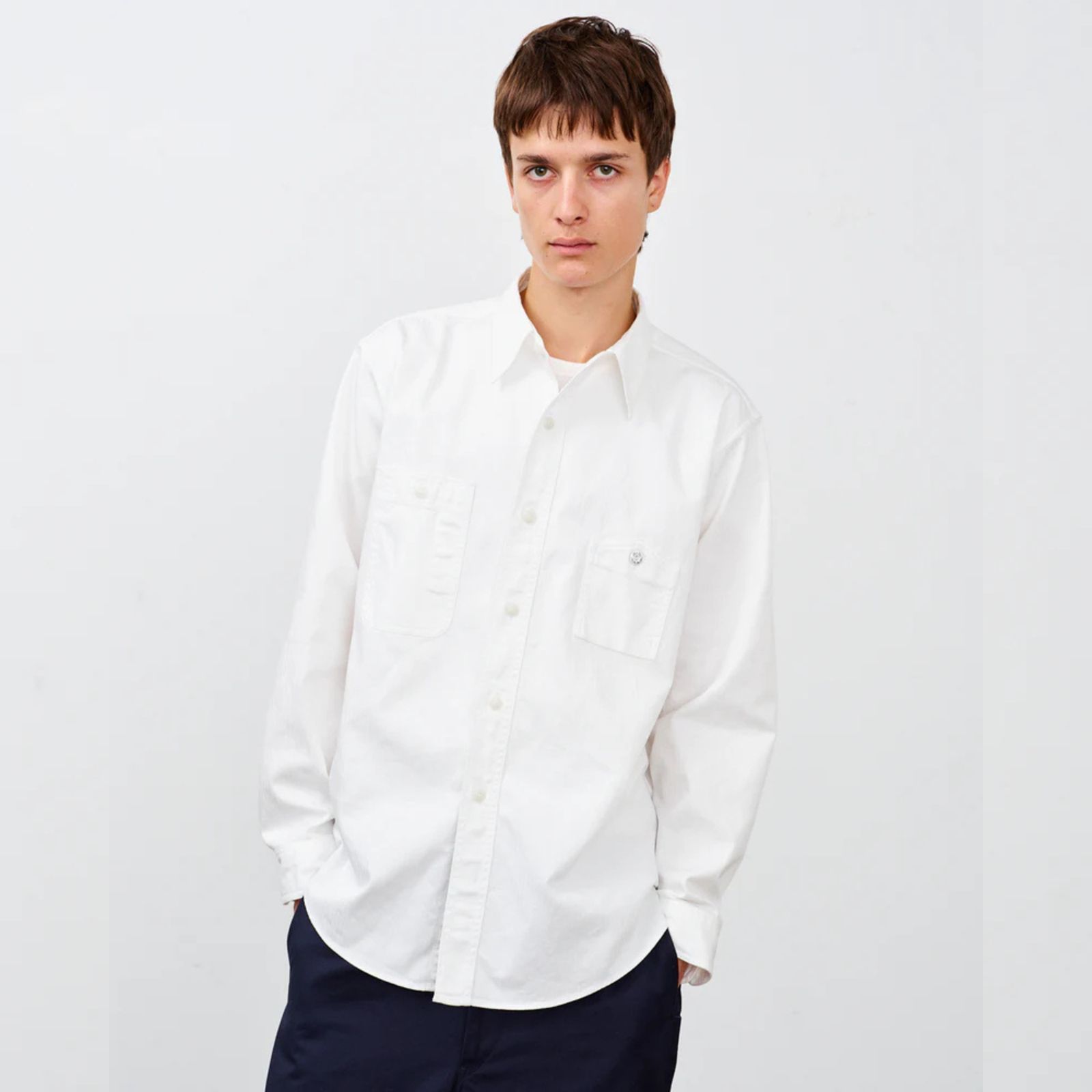 Y1943 L/W HBT SHIRT （WHITE） ヘリンボーンシャツ （ホワイト）