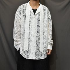 FLOWER LACE BOW TIE SHIRT (WHT) / フラワー レース ボウタイ シャツ