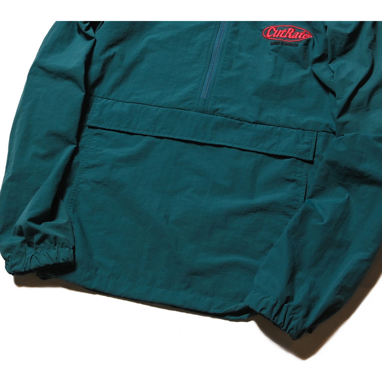 CUTRATE LOGO EMBROIDERY UTILITY HOODIE (GREEN) / ロゴ刺繍 アノラックパーカー