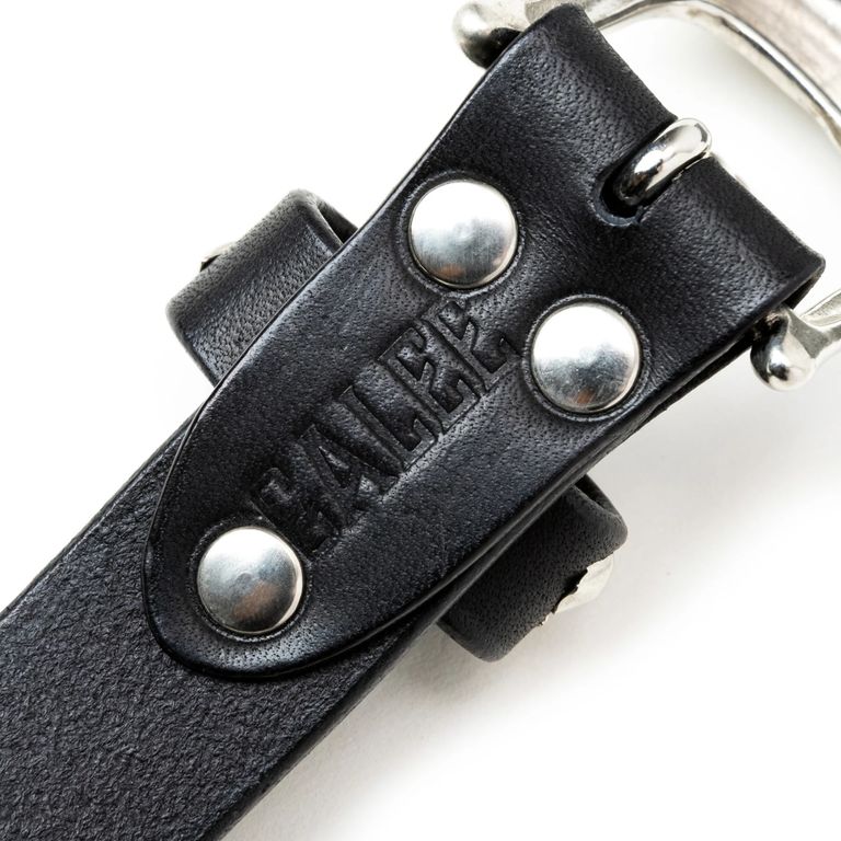 CALEE - STUDS LEATHER NARROW BELT (BLACK) / スタッズ レザー