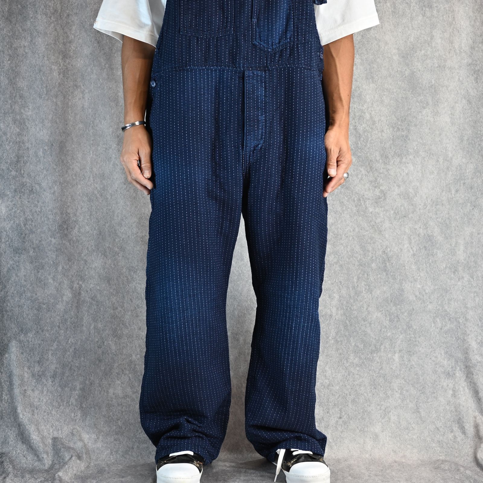 2023 ポータークラシック　オーバーオール　2XL SASHIKO STRIPE OVERALLS WATCH CHAIN ITEM（サシコ ストライプ