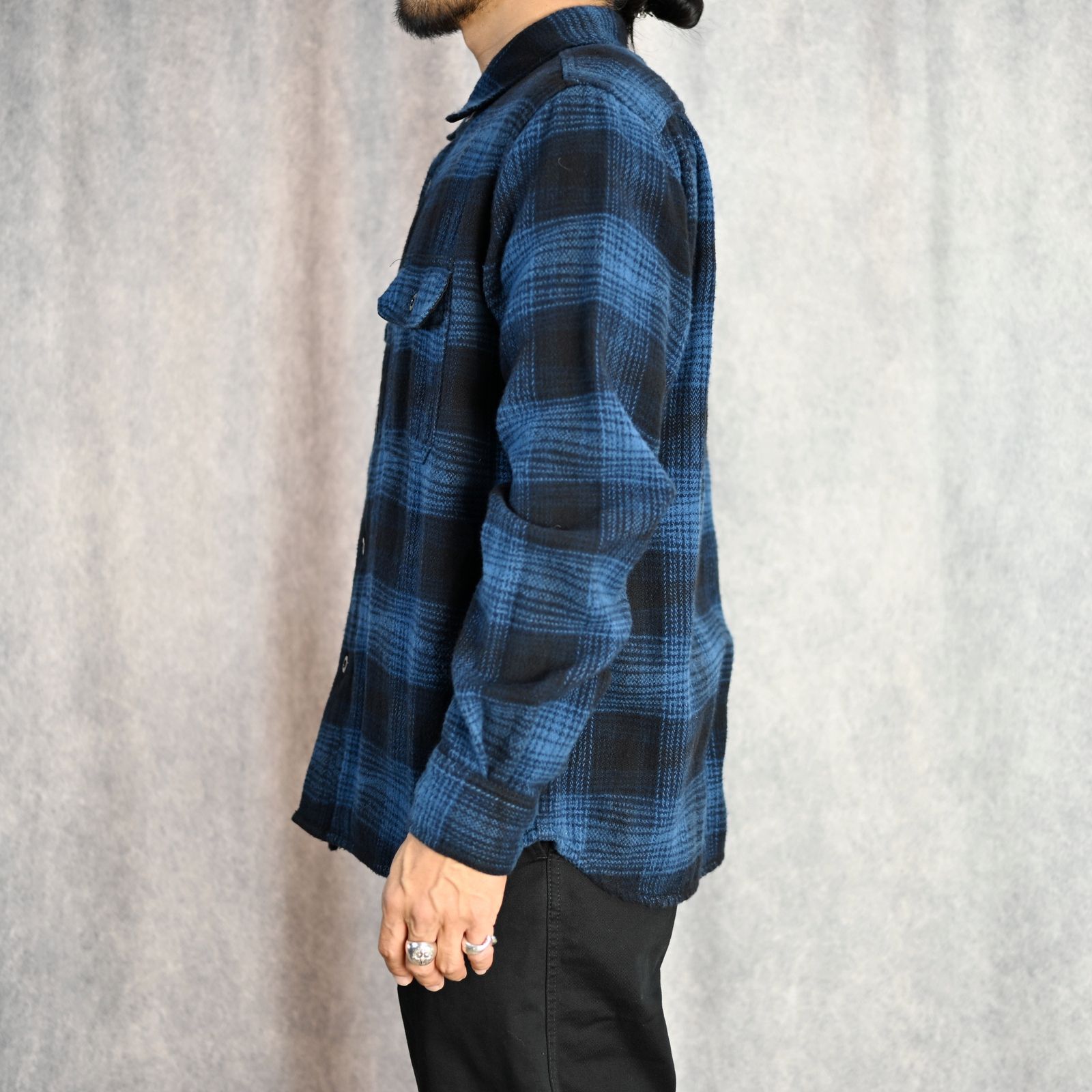 Distortion Ombre Check Flannel Over SH （BPT） /  オンブレーチェック シャツ （ブルー） 2410-5001