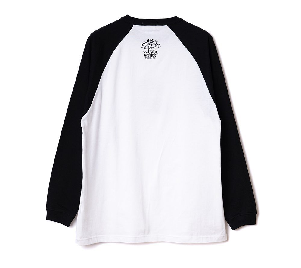 ×VENICE8 COFFEE HOUSE CR CHERRY BOMB R/S TEE (WHT×BLK) / ラグランスリーブ ロンT