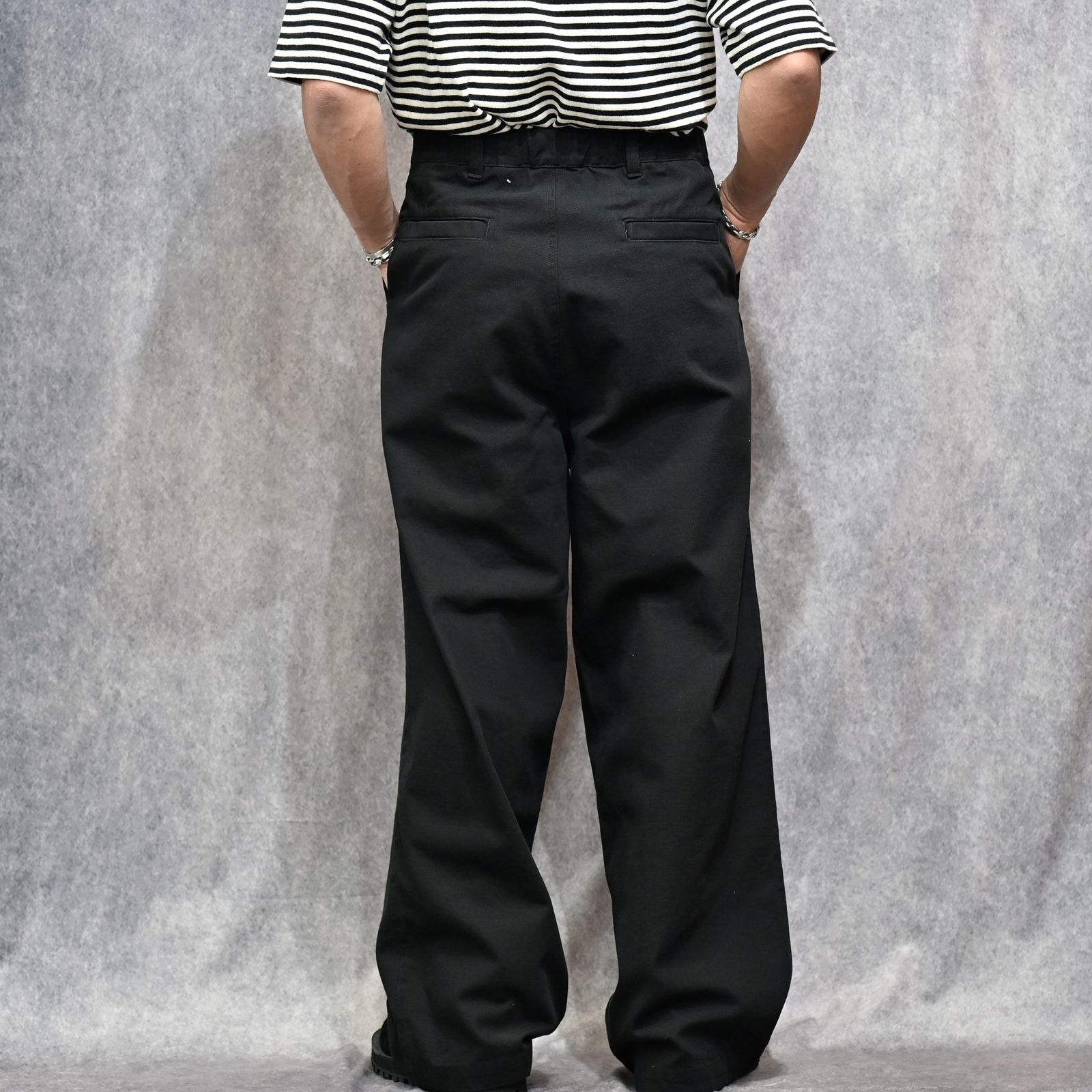 CHINO WIDE TROUSERS （BLACK） / チノパンツ ワイドトラウザー （ブラック） 2026SS-PT2-YT