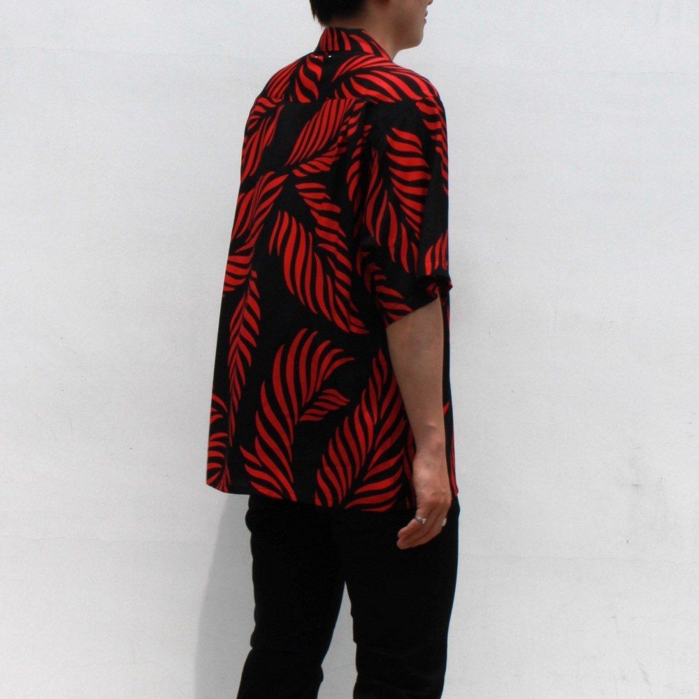 × WACKO MARIA Leaf Motif Hawaiian Shirt （BLACK×RED） / ワコマリア アロハシャツ （ブラック×レッド） 25MND-WM001