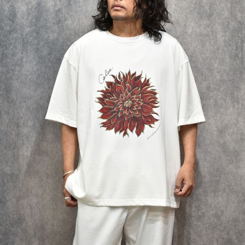 DAHLIA ART TEE ＜MIHO MURAKAMI DESIGN＞ (WHITE / RED)｜× 村上実帆 ダリア プリントTシャツ｜CL-26SS003MM