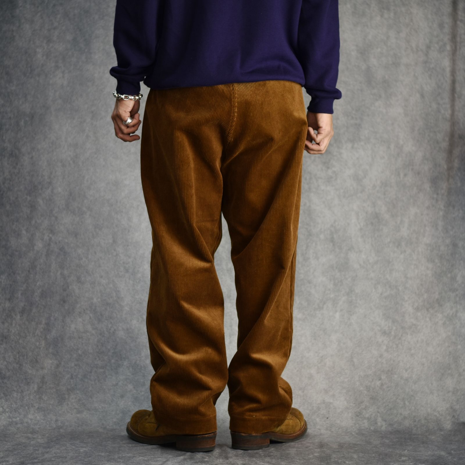 8w COURDUROY TUCK WIDE SLACKS (BROWN) / コーデュロイ 1タック ワイドスラックス
