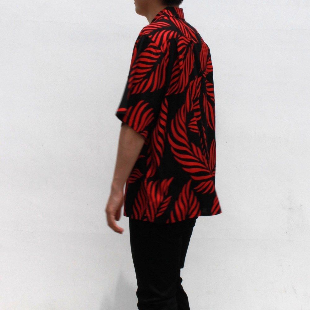 × WACKO MARIA Leaf Motif Hawaiian Shirt （BLACK×RED） / ワコマリア アロハシャツ （ブラック×レッド） 25MND-WM001